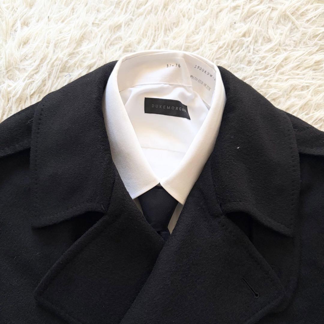 <美品>LARDINI キャメル100% ブラック ダブルチェスターコート 46