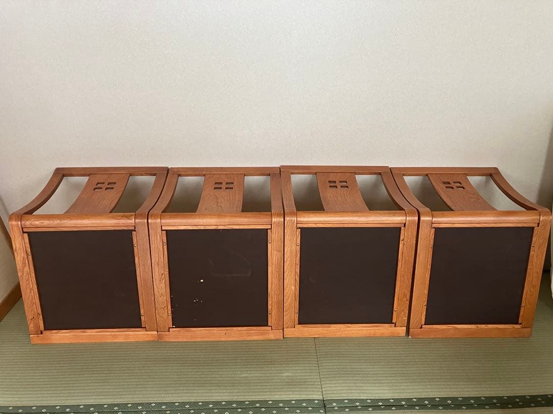 【送料込】光製作所 木製　高級　座椅子　4脚セット　和室　昭和レトロ