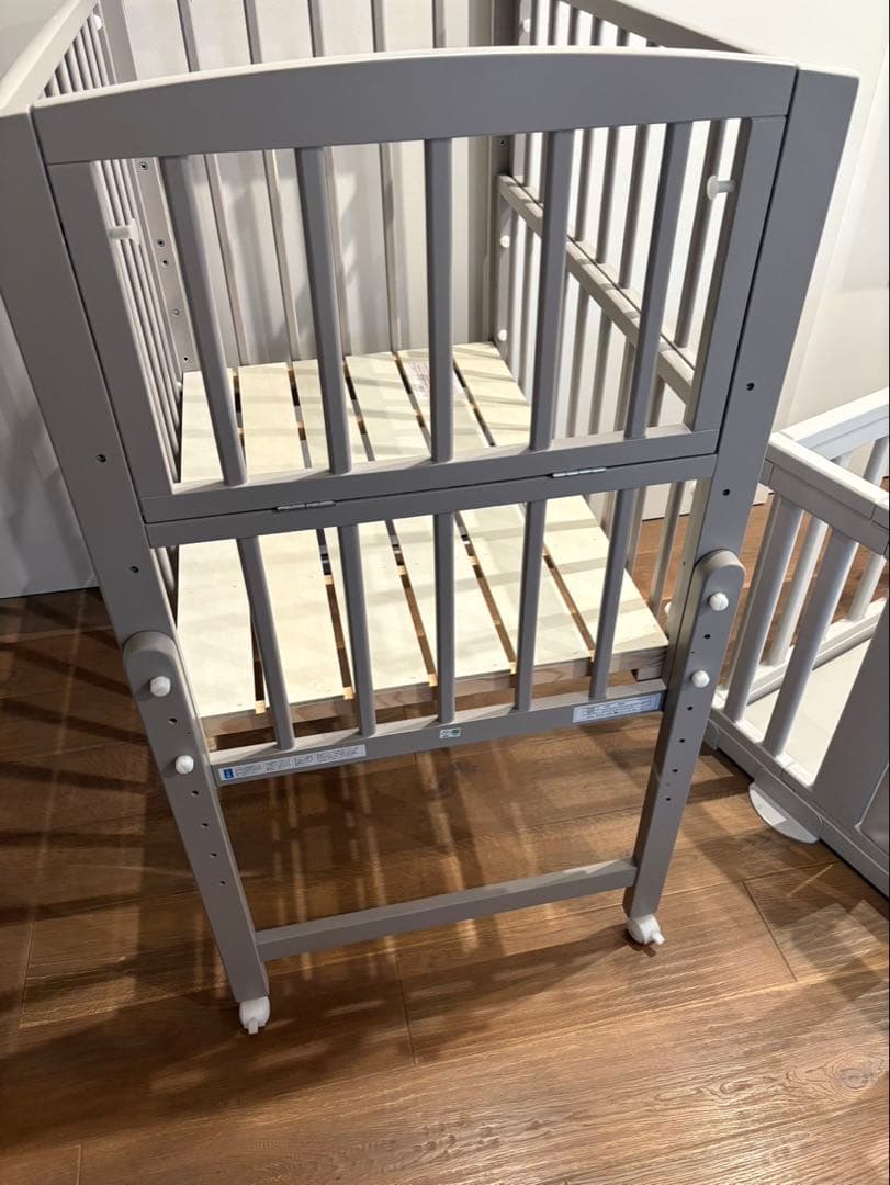 大和屋 ノモック nommoc Wオープン ハイタイプ ミニ ベビーベッドグレー