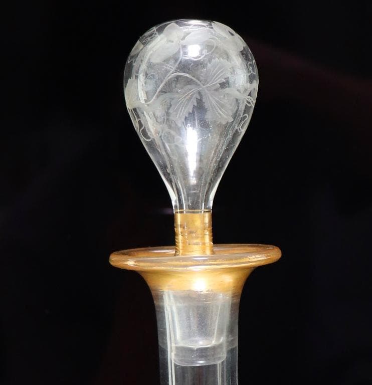 オールド・バカラ 金彩 大型 苺文 デカンタ 30cm グラヴュール カラフェ