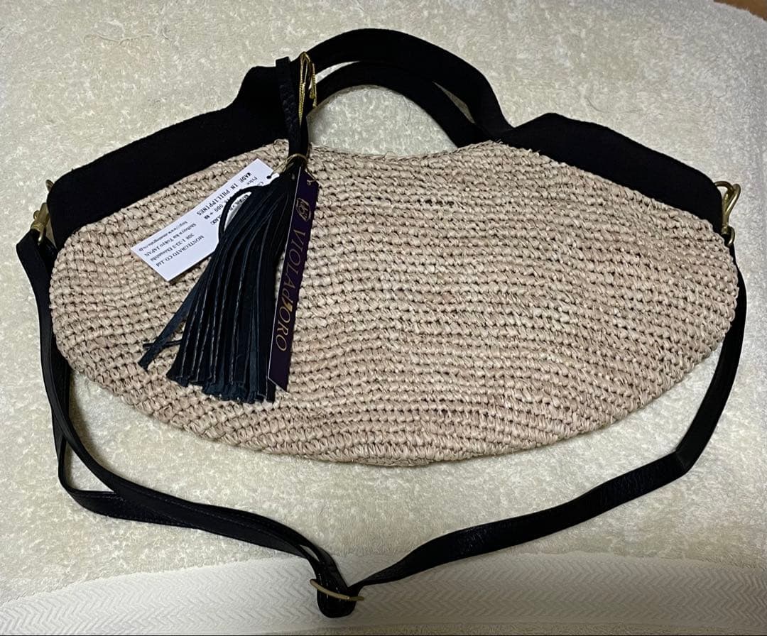 【新品未使用】VIOLAd'ORO（ヴィオラドーロ） ラフィアトートバッグ