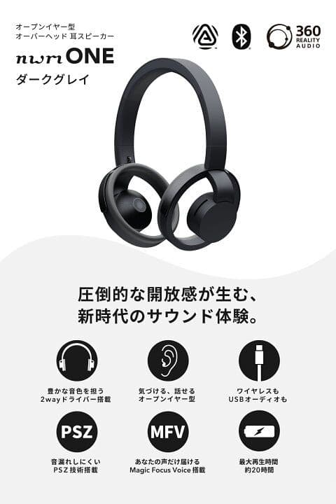 ぎ*ん様 nwm（ヌーム）オープンイヤー 型 nwm ONE ヘッドホン ダーク