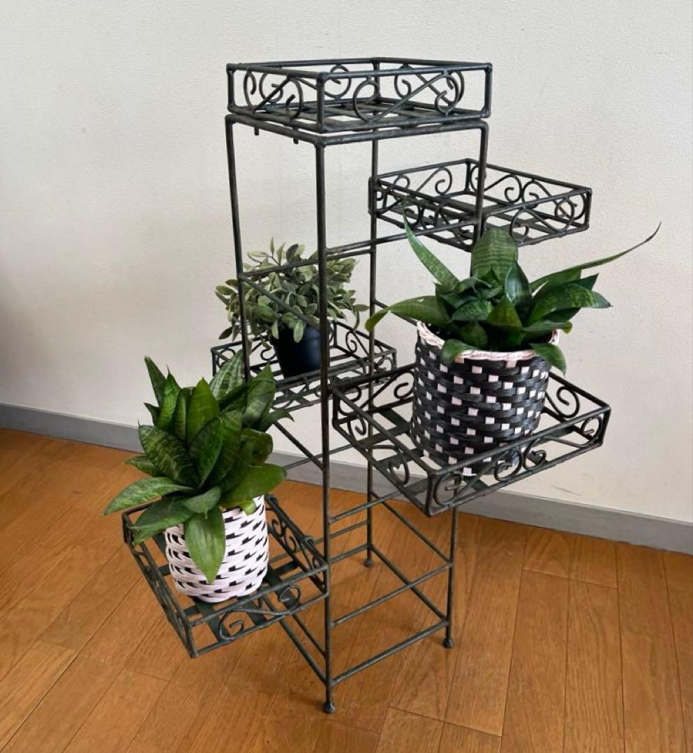 ヴィンテージ　アイアンプランタースタンド　レトロモダン　アンティーク　シャビー￼
