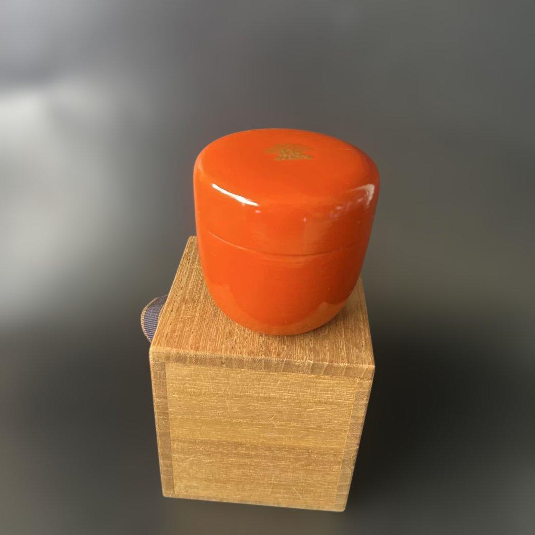 蒔絵　朱中棗　塗師　湯洲　茶道具　抹茶器　煎茶器　共箱