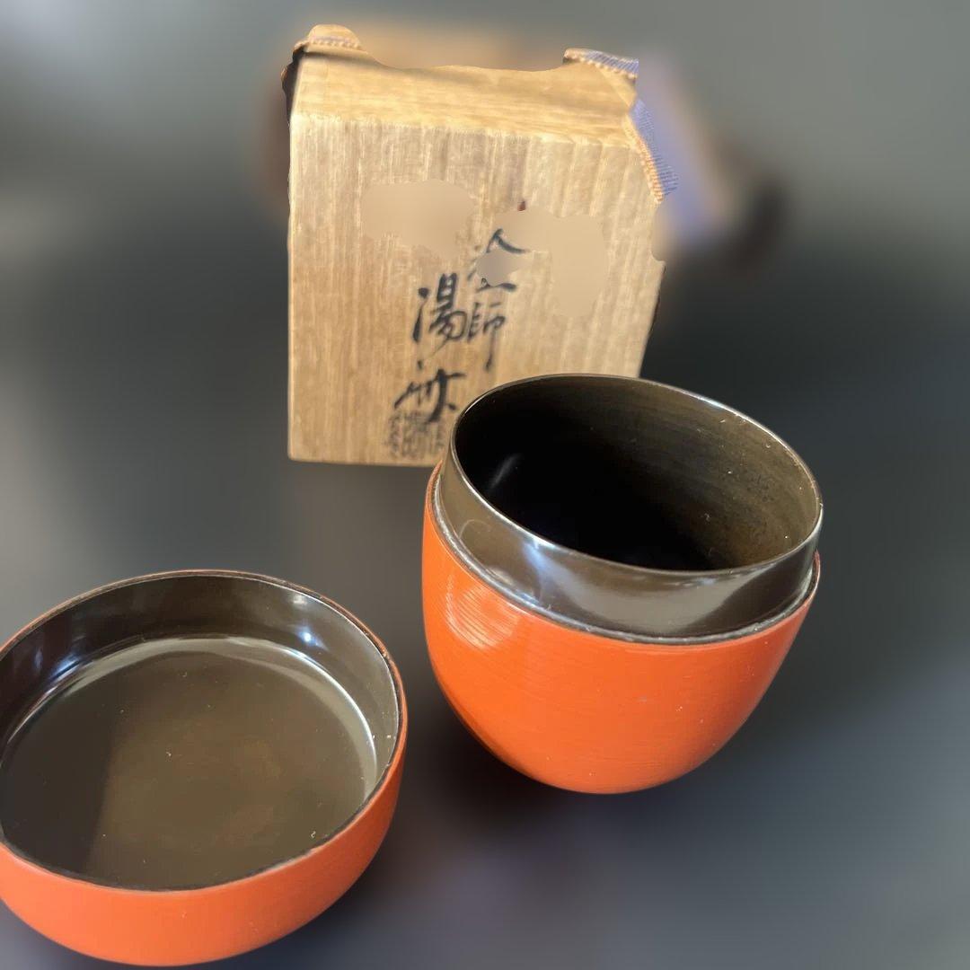 蒔絵　朱中棗　塗師　湯洲　茶道具　抹茶器　煎茶器　共箱