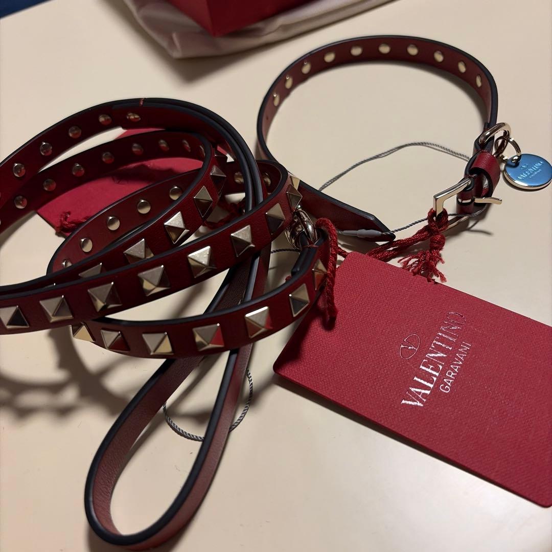 VALENTINO スタッズ リード ペット リード　新品　未使用　赤