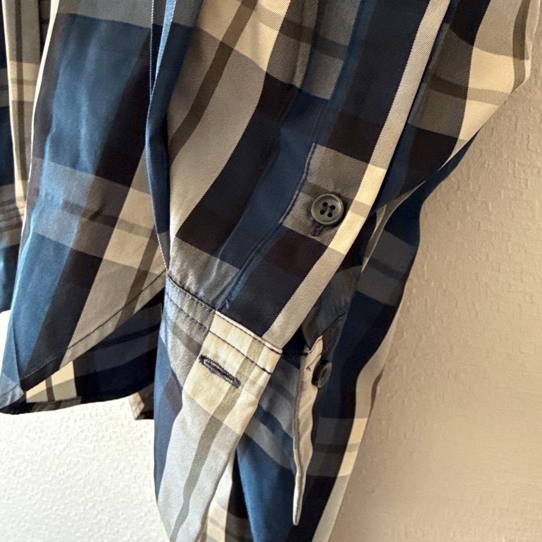 マチャット ネイビー チェック柄 オーバーブラウス