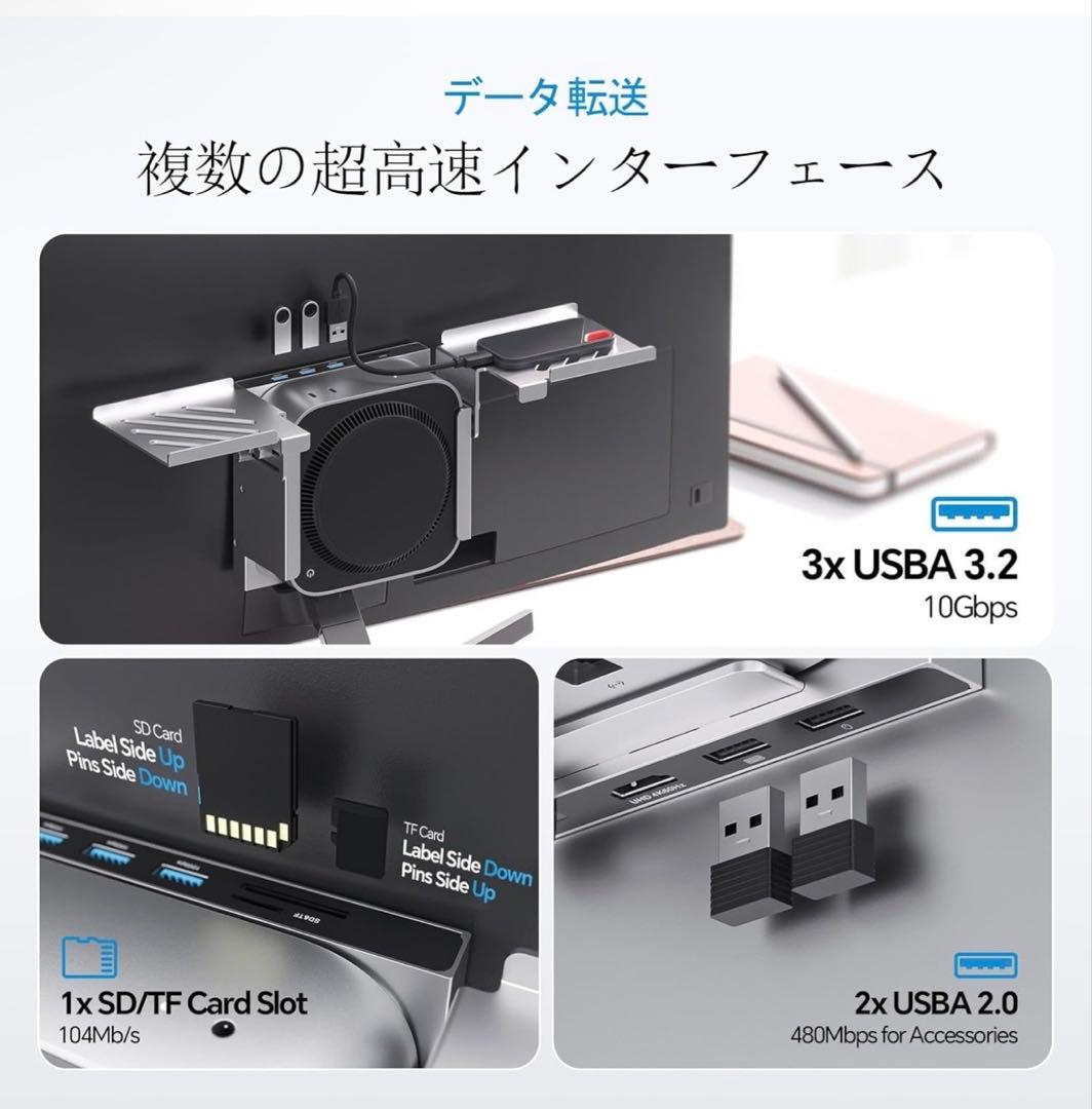 USB C ハブ ドッキングステーション Mac Mini M4/M4 Pro