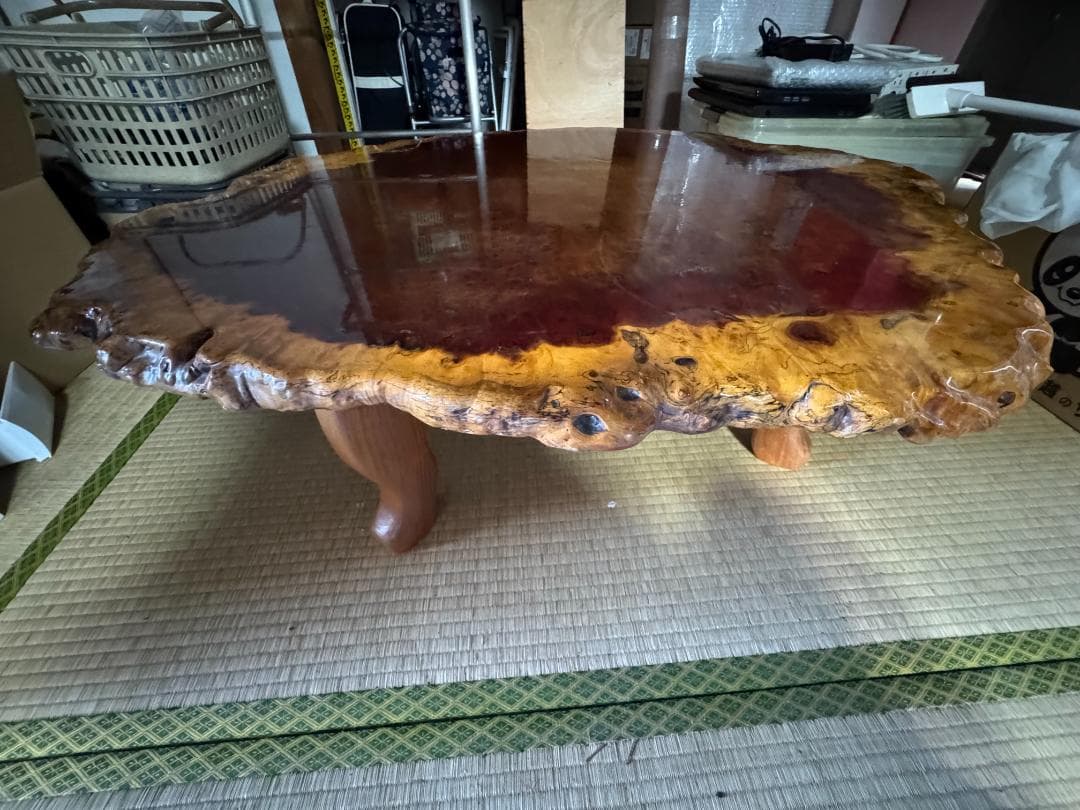 【希少】花梨 瘤 一枚板 座卓 高級テーブル 大型