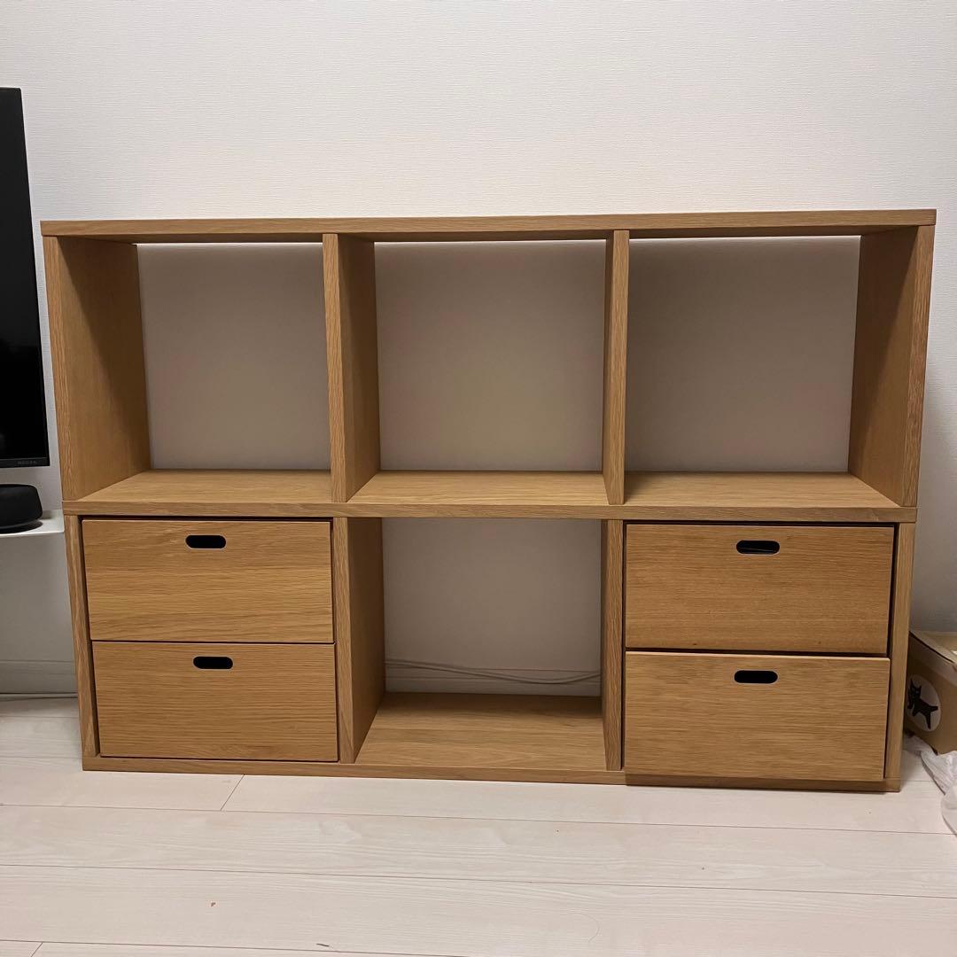 無印良品 スタッキングシェルフセット・３段×２列・オーク材※引出し無し