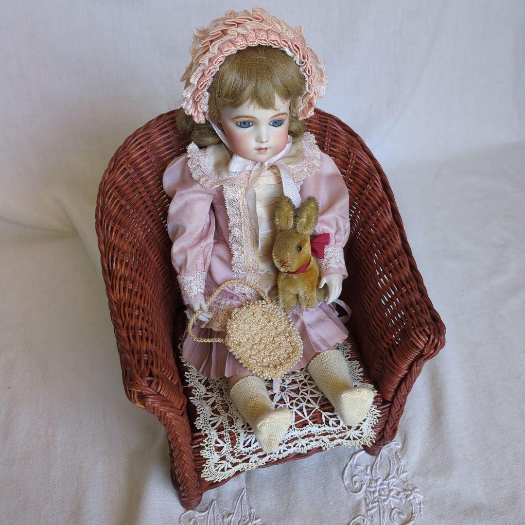 フランスアンティーク ドールチェア ローズマダー ラタン