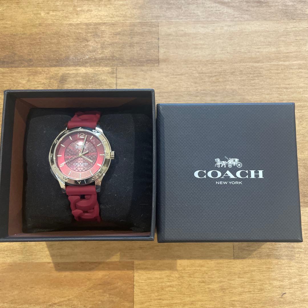 COACH 赤 シリコンバンド アナログ時計