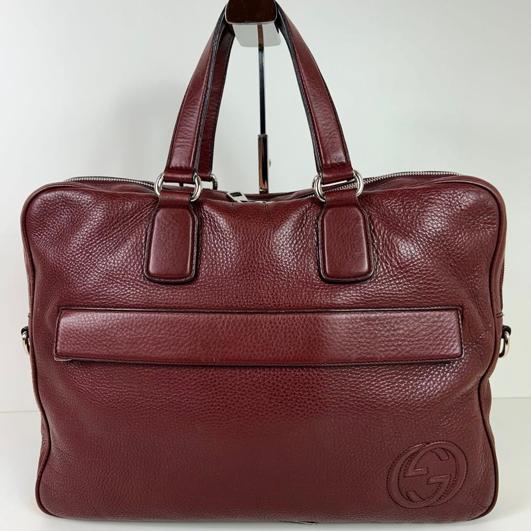A4可 美品 グッチ レザー 2WAY ビジネスバッグ ソーホー