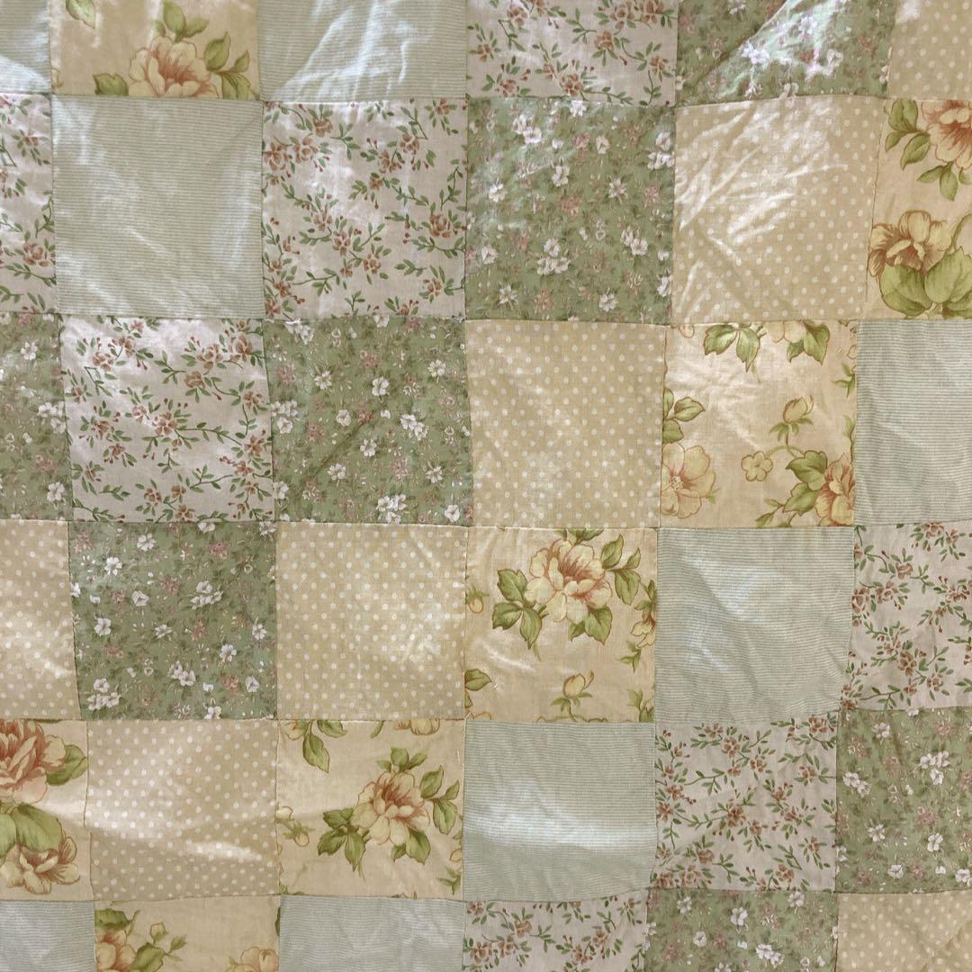 vintage 花柄パッチワークキルト ボタニカル ベッドカバー 掛け布団