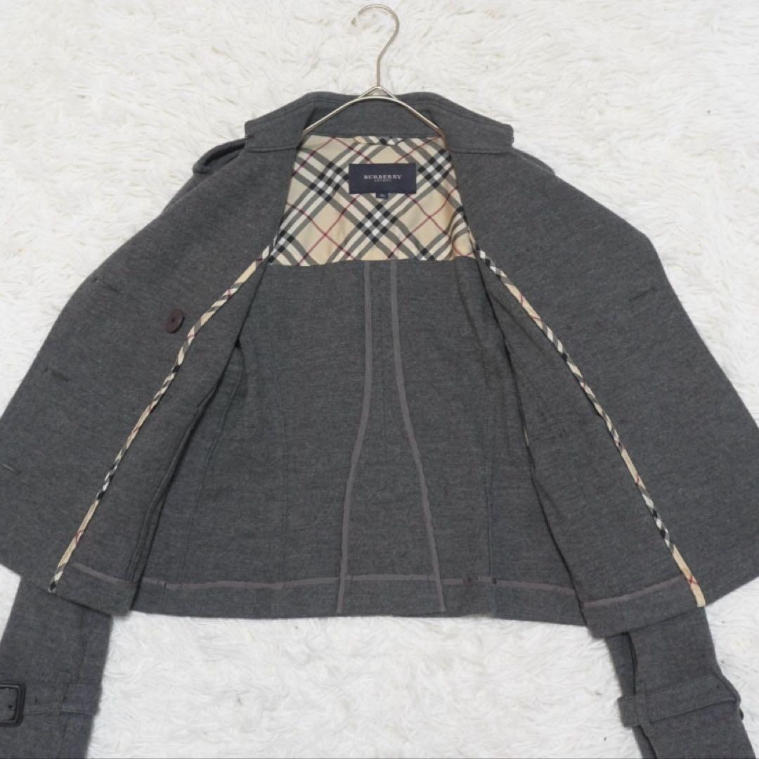美品 バーバリー ピーコート ナポレオン ノバチェック ショート丈 ダブル