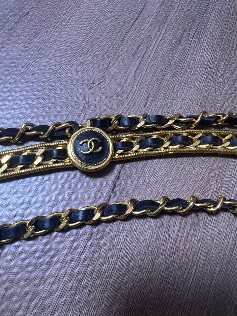 Chanel チェーンベルト ブラック ゴールド