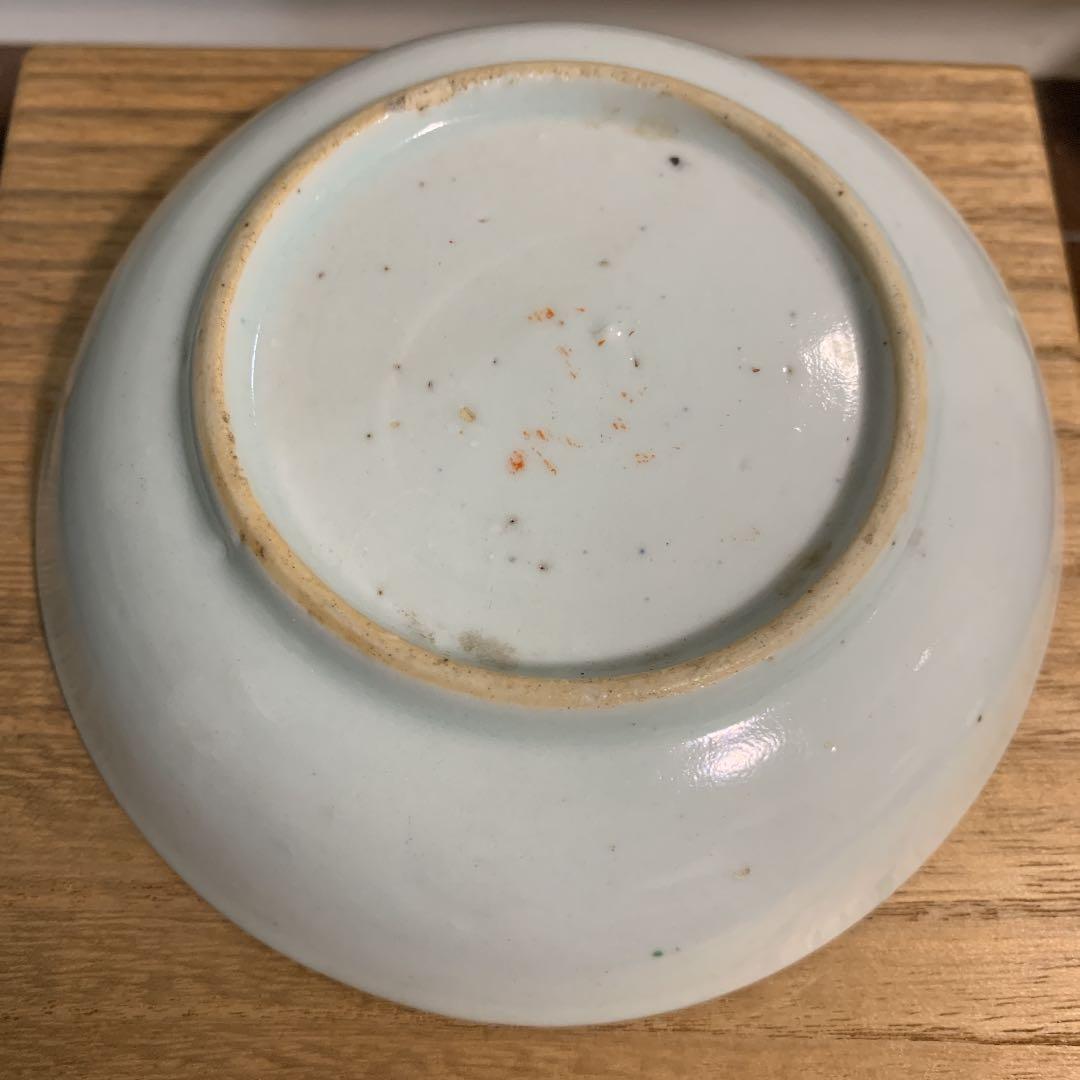 古い赤絵 ペンチロン皿 古箱付け 唐物 中国