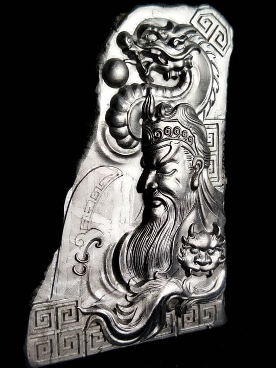 価格相談　金運財運アップ★セムチャン★鉄隕石★ 関羽★模様素敵★293.3g置物