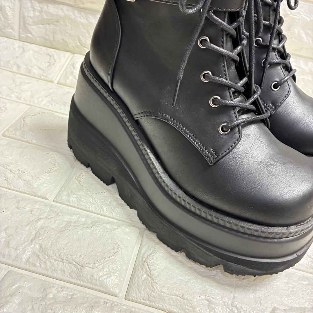 【一回使用】Demonia デモニア 厚底ブーツ 黒25cm US9