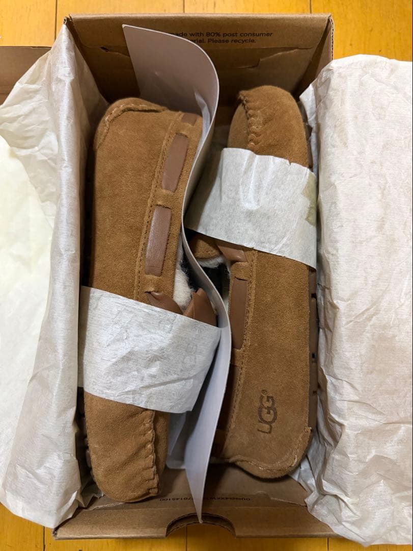 【新品未使用】UGG リボン付きモカシン チェスナット 23㎝