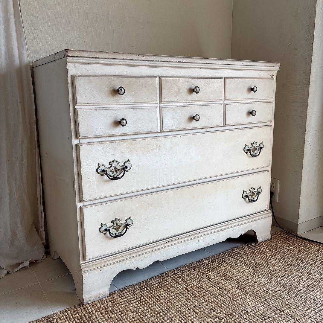 北欧　アンティーク　シャビーシック　チェスト　飾り棚　白家具　フレンチシャビー