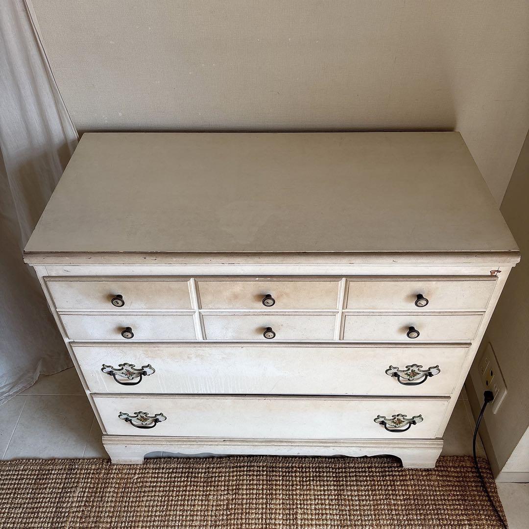 北欧　アンティーク　シャビーシック　チェスト　飾り棚　白家具　フレンチシャビー