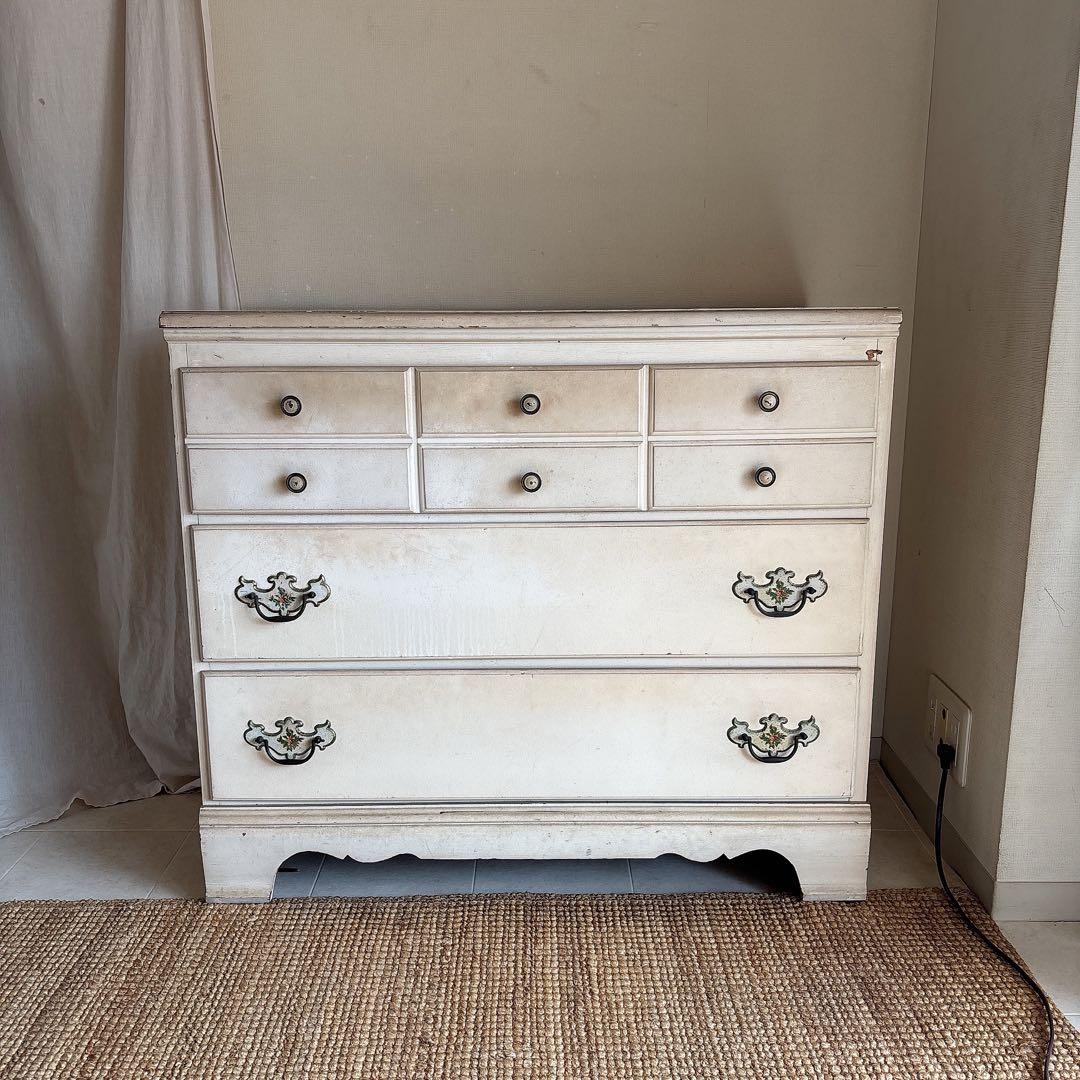 北欧　アンティーク　シャビーシック　チェスト　飾り棚　白家具　フレンチシャビー