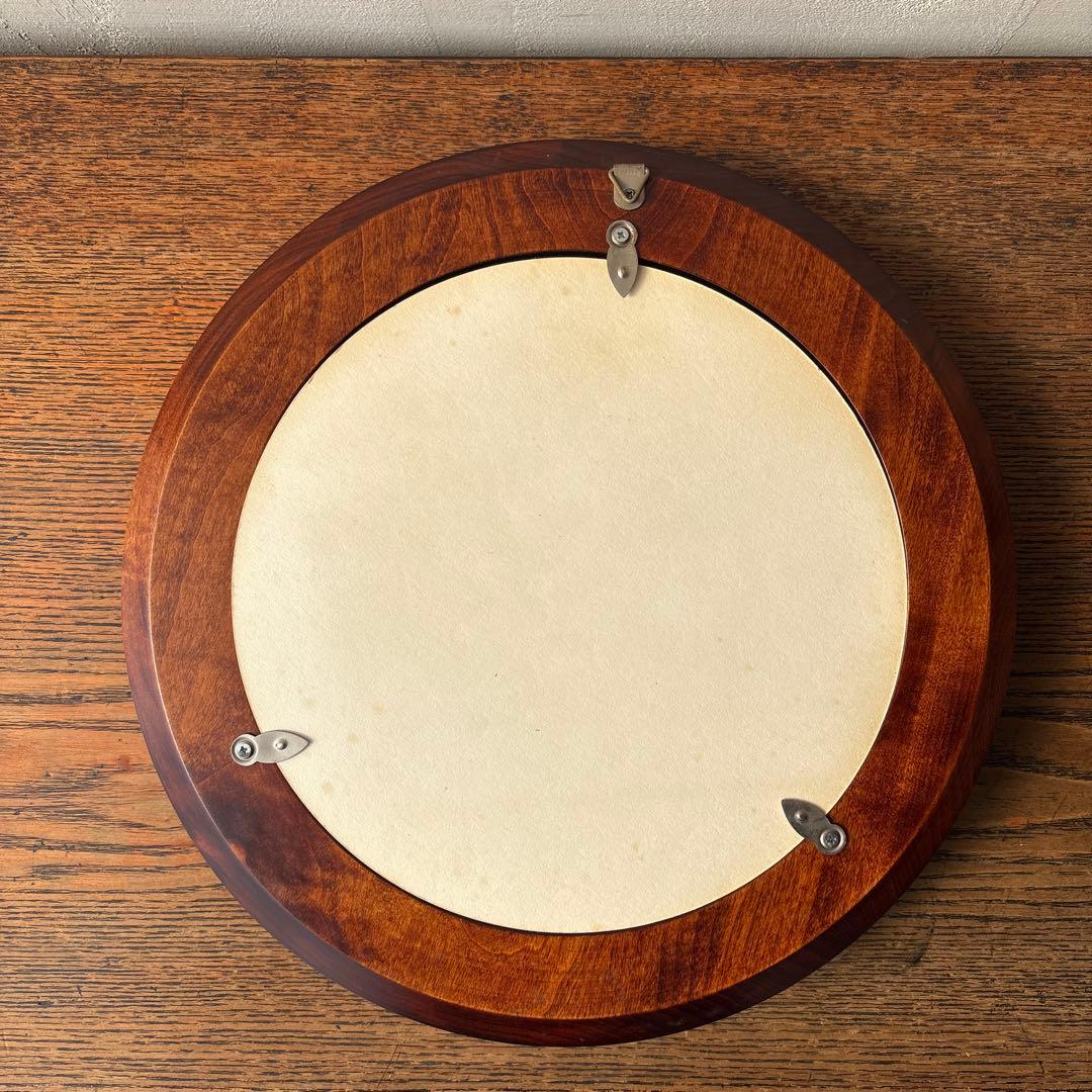 木製 無垢材 くり抜き 削りだし 丸窓 フォトフレーム 円形額縁 ヴィンテージ