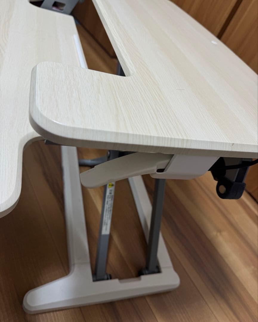 卓上昇降デスク デュアルデスク メープル ガス圧式 幅72cm