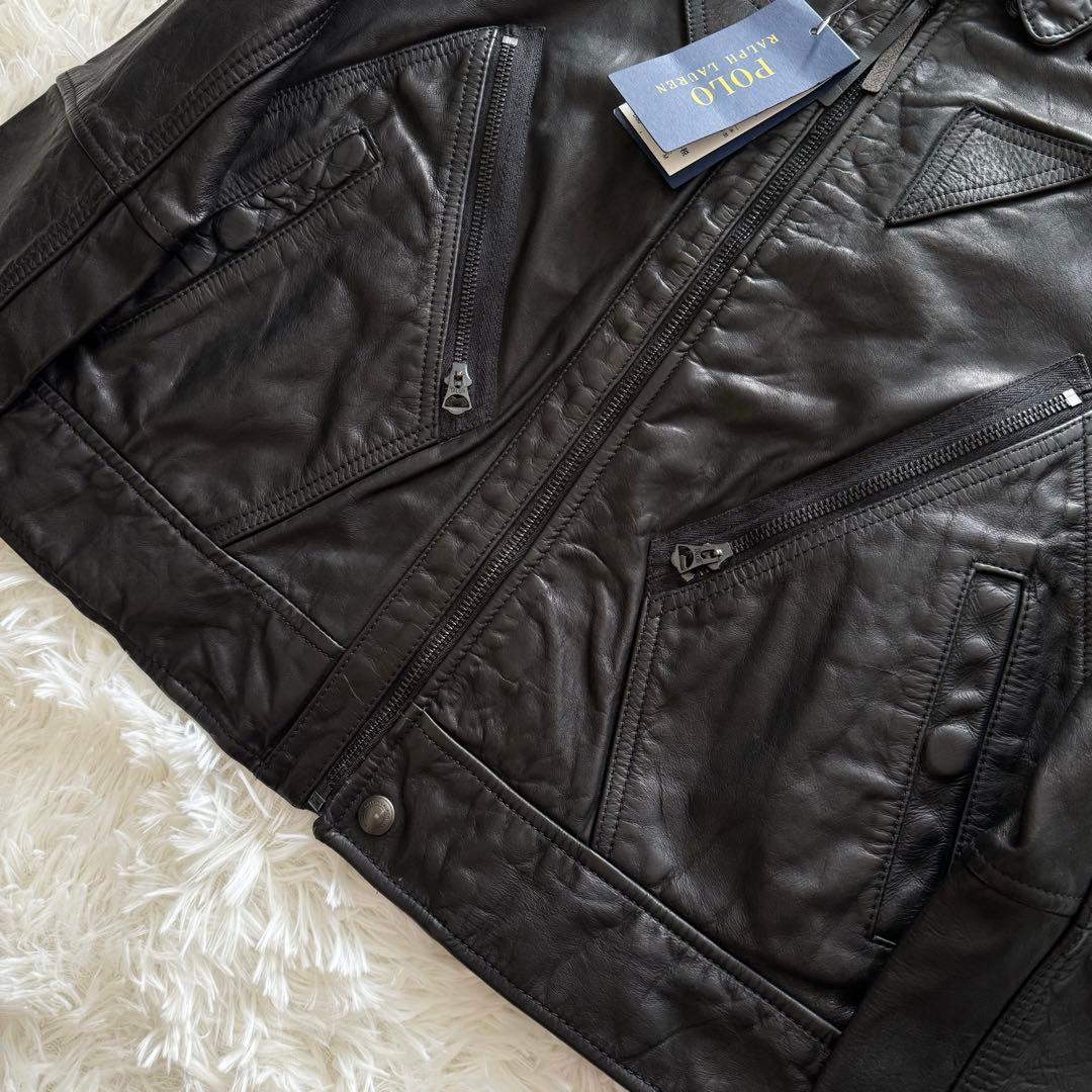 タグ付き【ポロラルフローレン】ライダース　Mサイズ　黒　定価約14万円