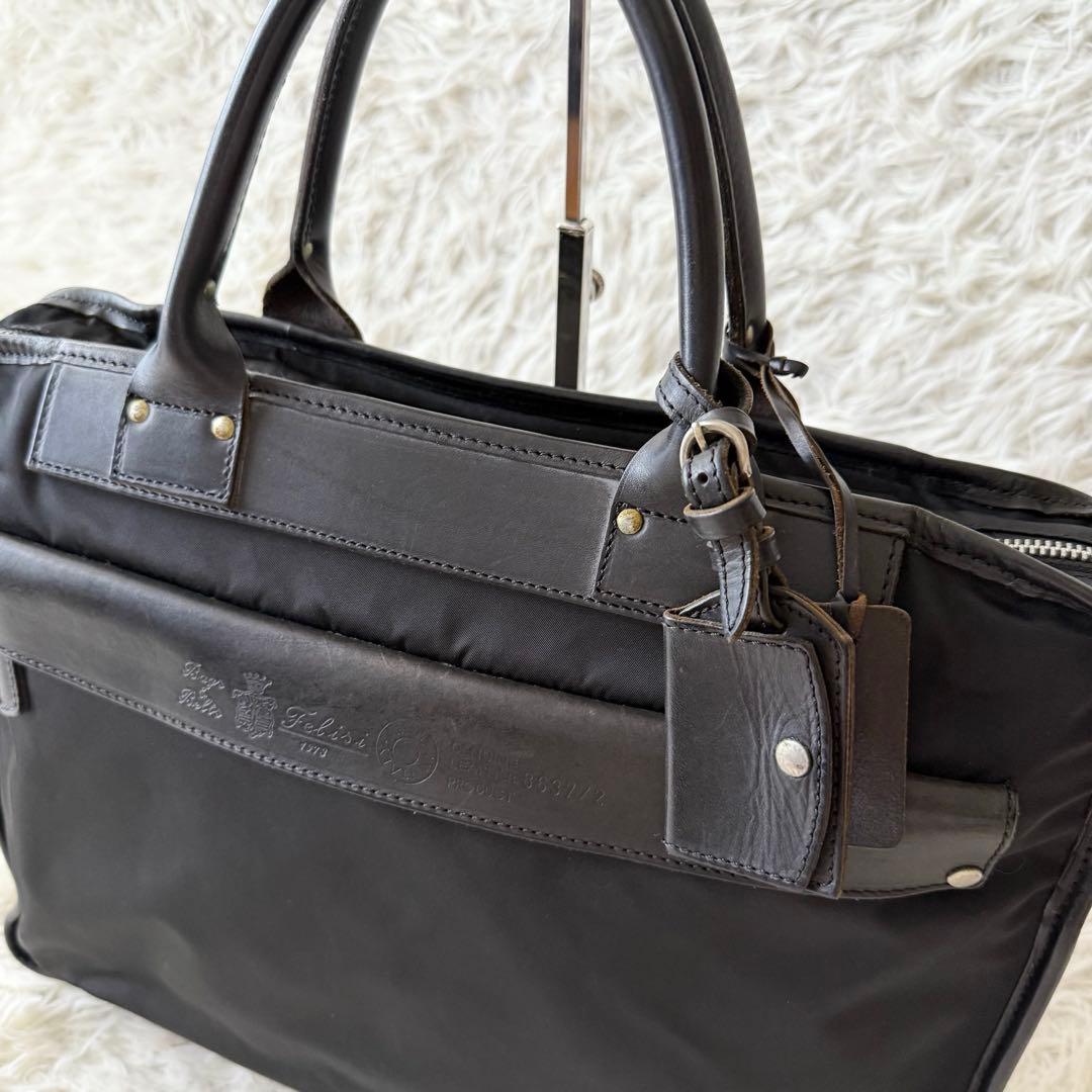 【フェリージ】ビジネスバッグ　ブリーフケース レザー　ナイロン ブラック