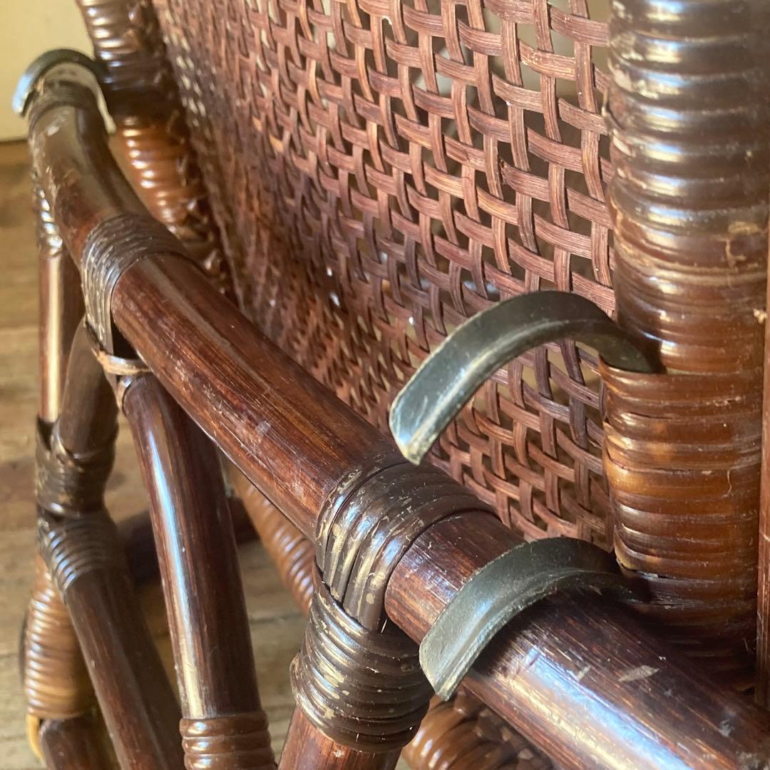 2点セット ヴィンテージ ラタン 折り畳み 座椅子 レトロ 和モダン