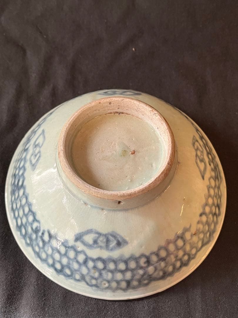 この状態は激レア！中国清 南方窯こんにゃく印判鉢 割れ、カケなし 民藝の美
