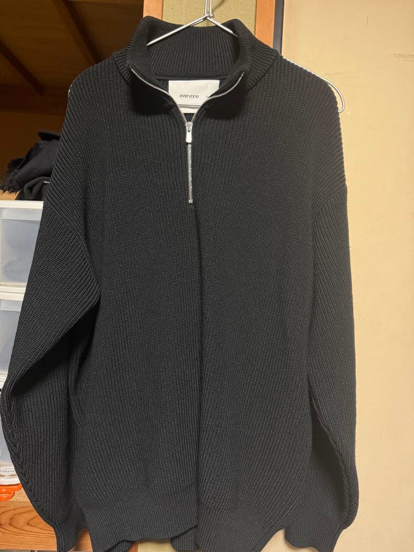 トップス everyone half zip rib knit sweater