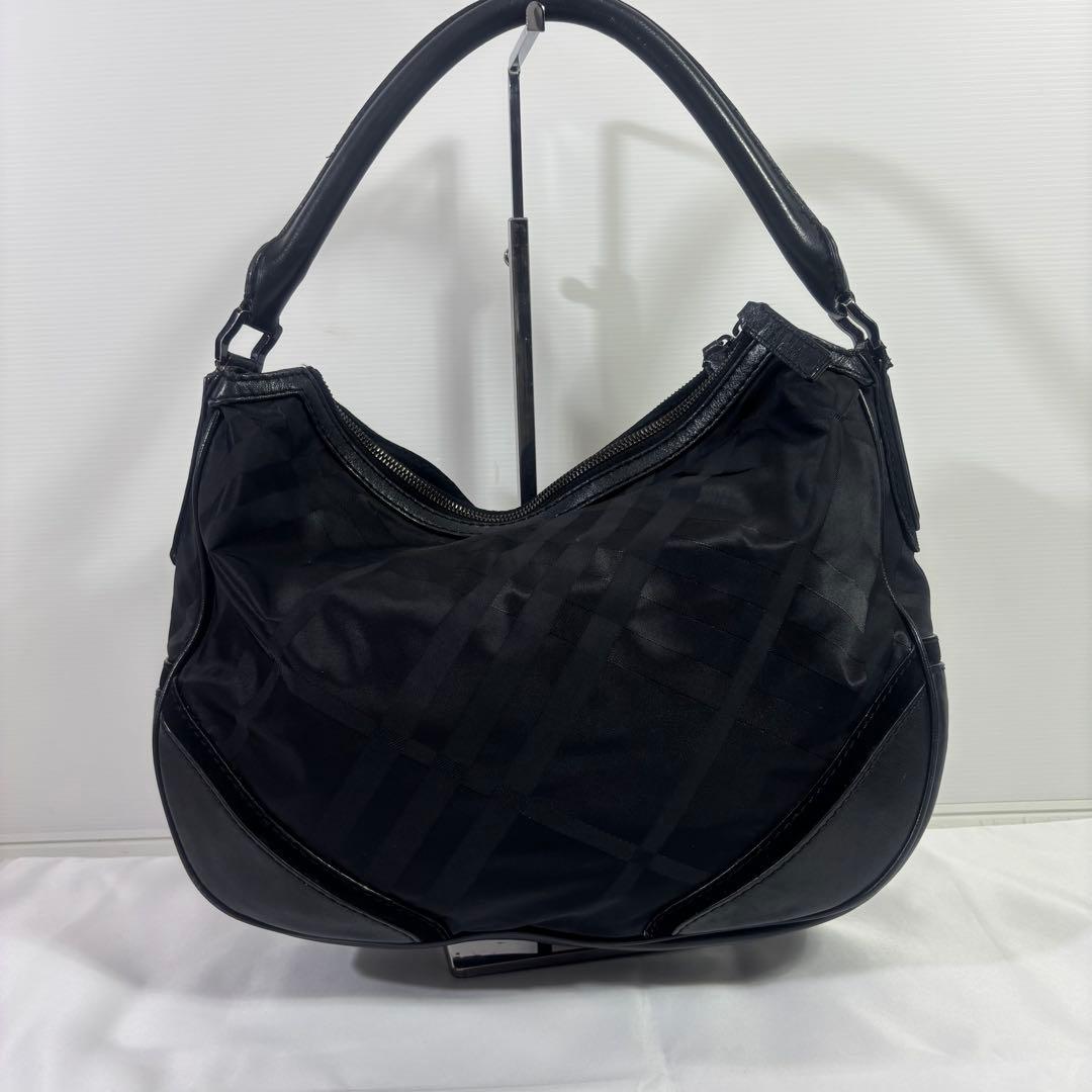 バーバリー　ナイロン レザー バッグ　トートバッグ　ハンドバック　ブラック