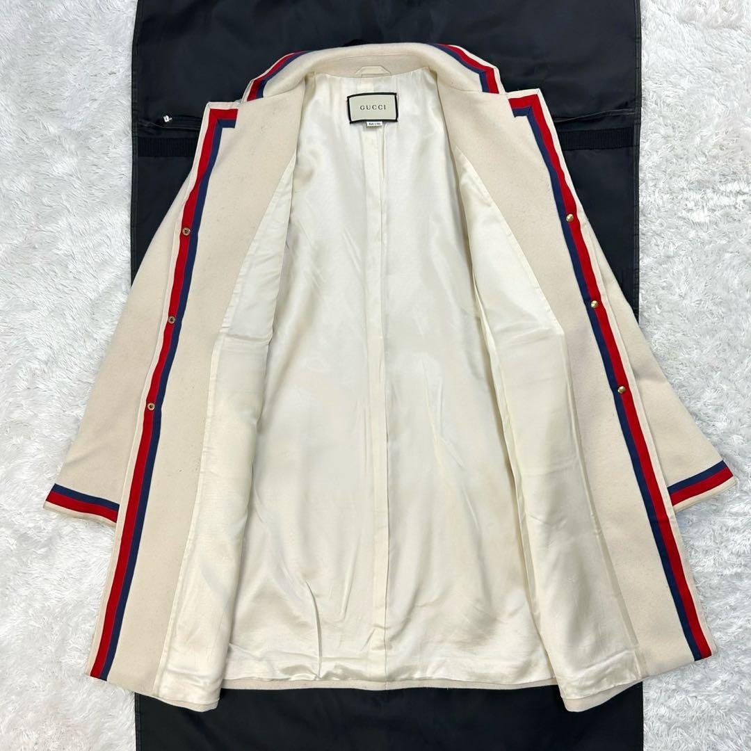 6059【GGパールボタン】グッチ‪☆シェリーライン入りロングウールコート