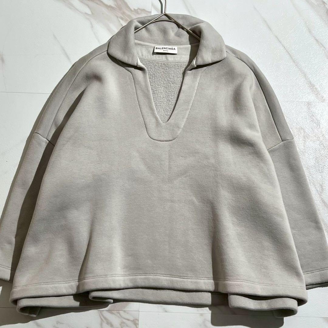 美品✨BALENCIAGA クロップドスウェット 襟付 スキッパー Vネック