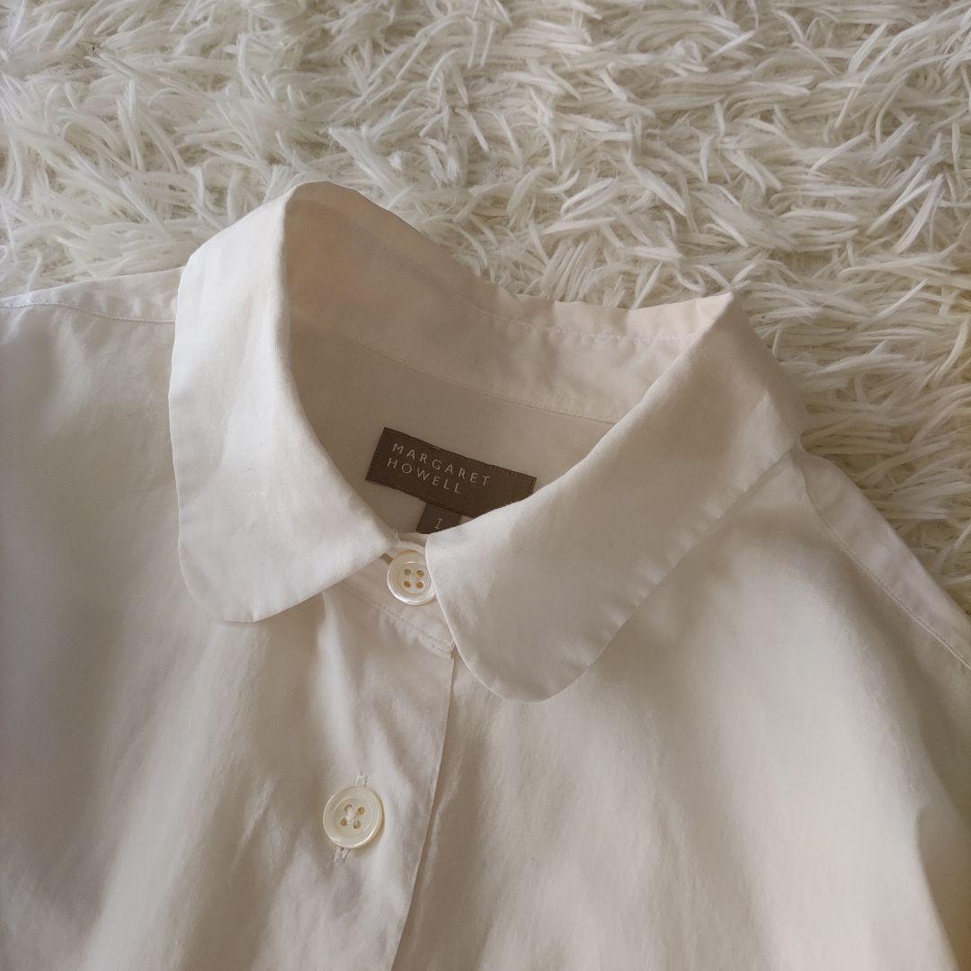 美品 マーガレットハウエル ブラウス 丸襟 SOFT WASHED COTTON