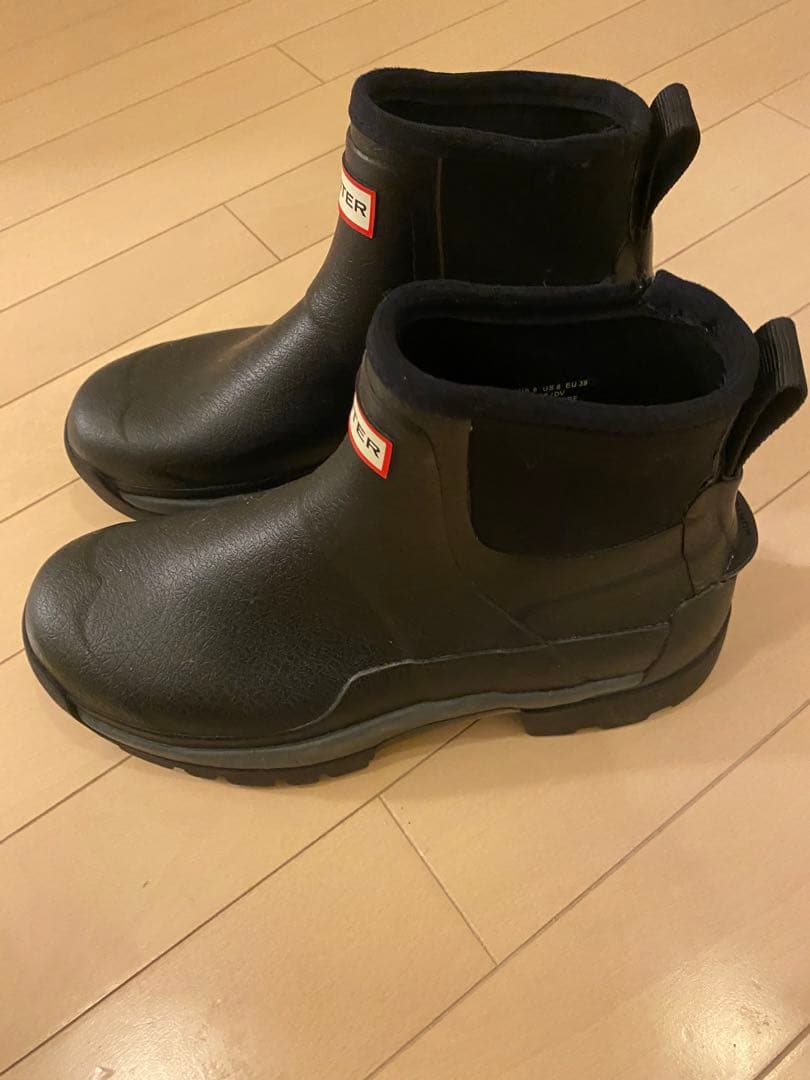 HUNTER ブラック ショートレインブーツ　25cm