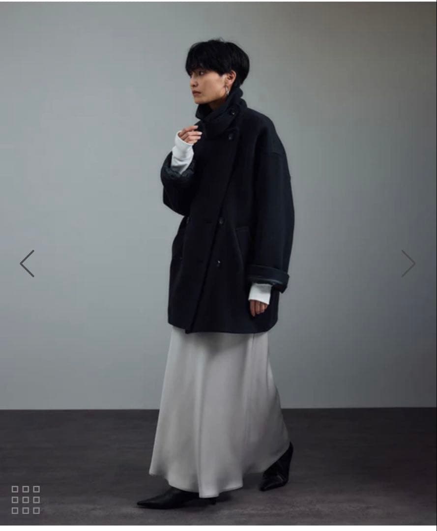 SALON adam et ropé MANTECOウールPコート　ネイビーS