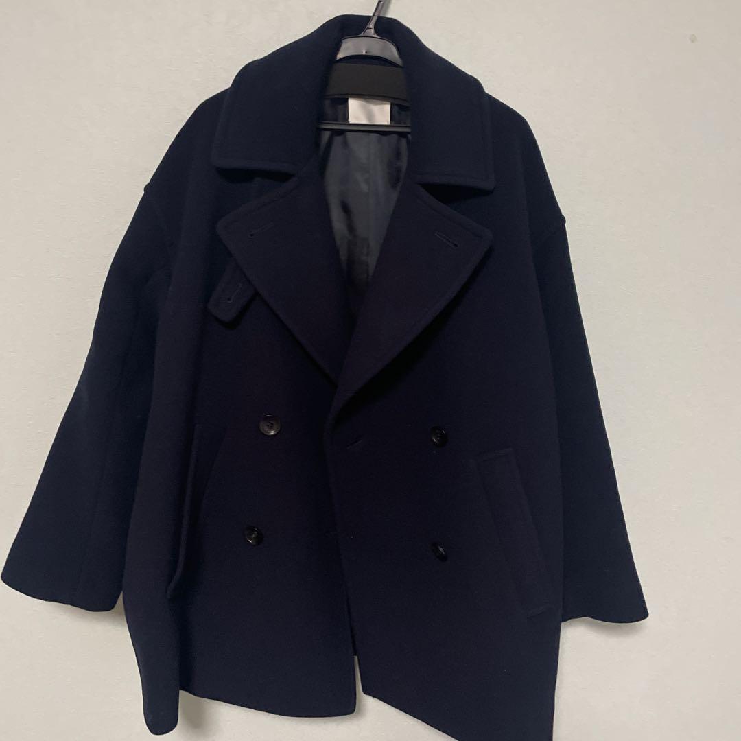 SALON adam et ropé MANTECOウールPコート　ネイビーS