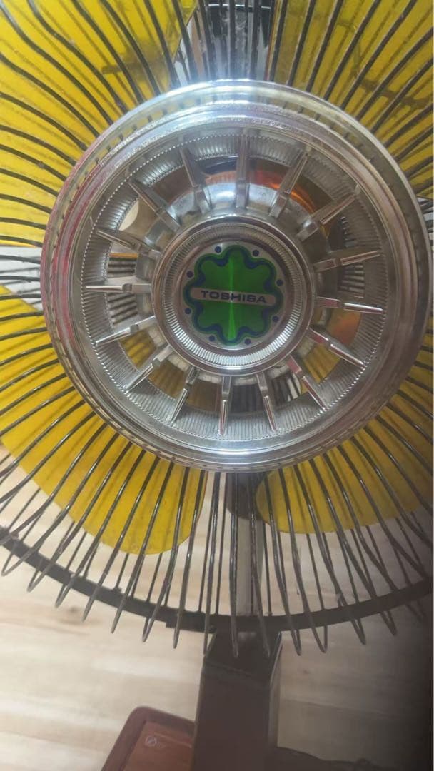 扇風機 昭和レトロ TOSHIBA 東芝 H-30D45Y 木目 黄色