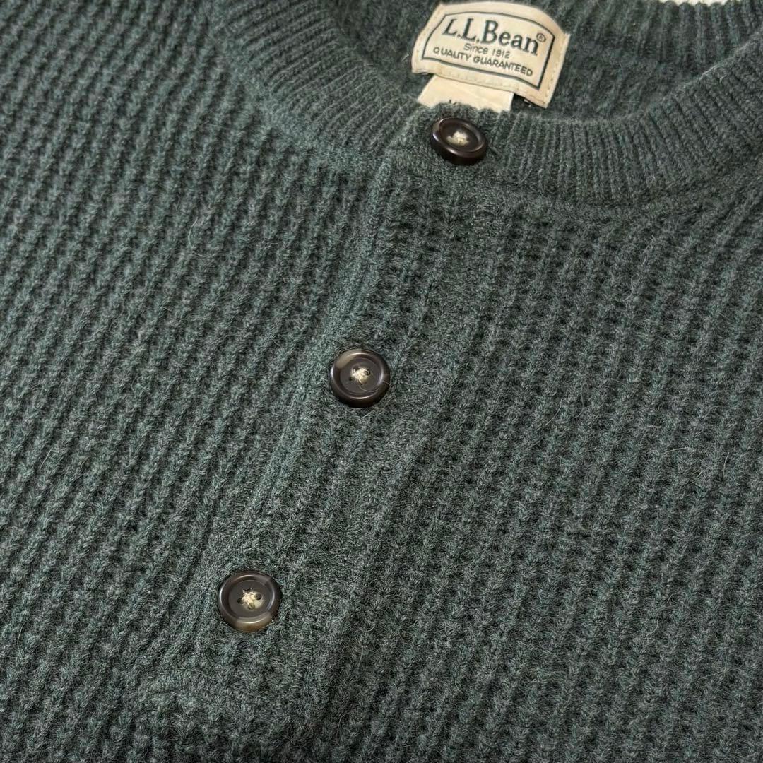 エルエルビーン　ヘンリーネック　ニット　ワッフル　コットン、ウール