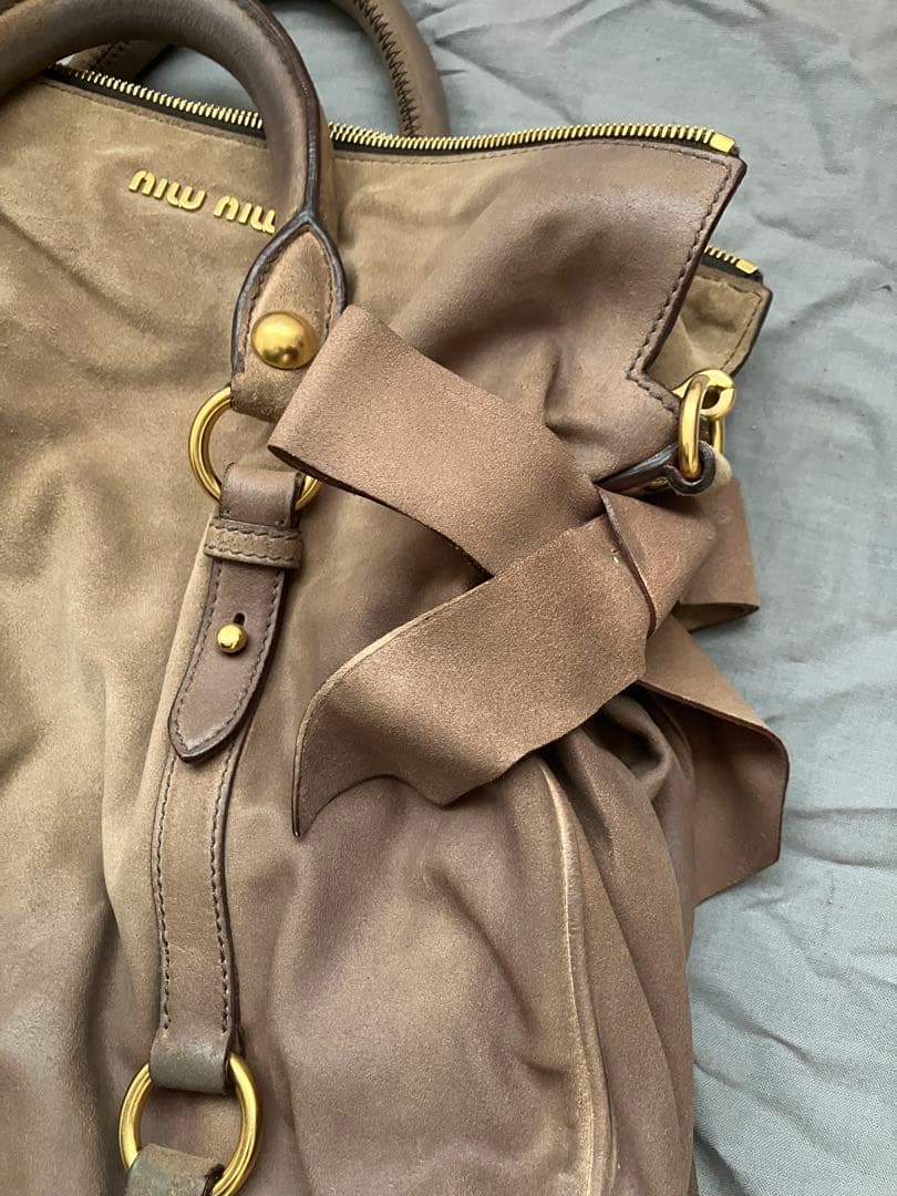 MIUMIU ミュウミュウ リボン レザー ショルダーバッグ 2way ヌバック