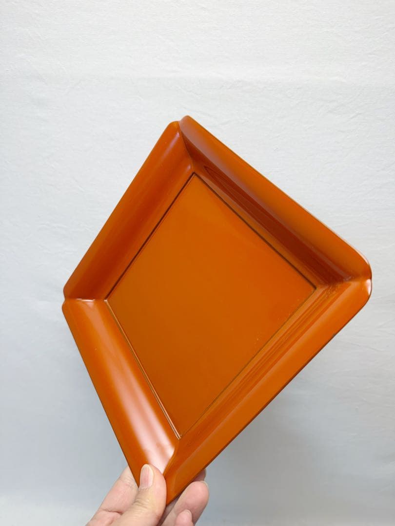 未使用 茶道具 塗師 助田宗明作 木製 朱塗 若狭盆 干菓子器 共箱