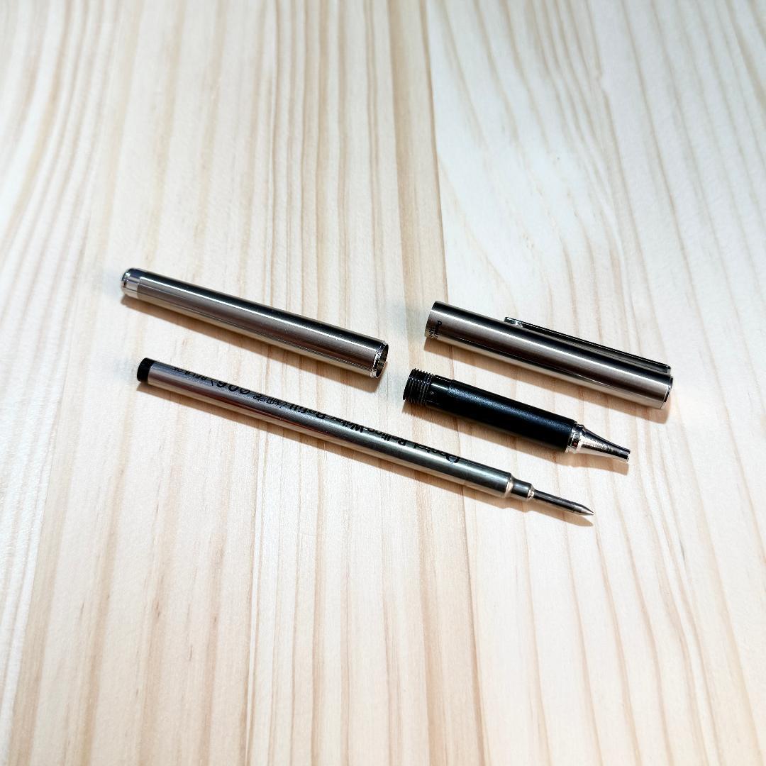 ぺんてる　エクスキャリバー　水性ボールペン　ステンレスシルバー