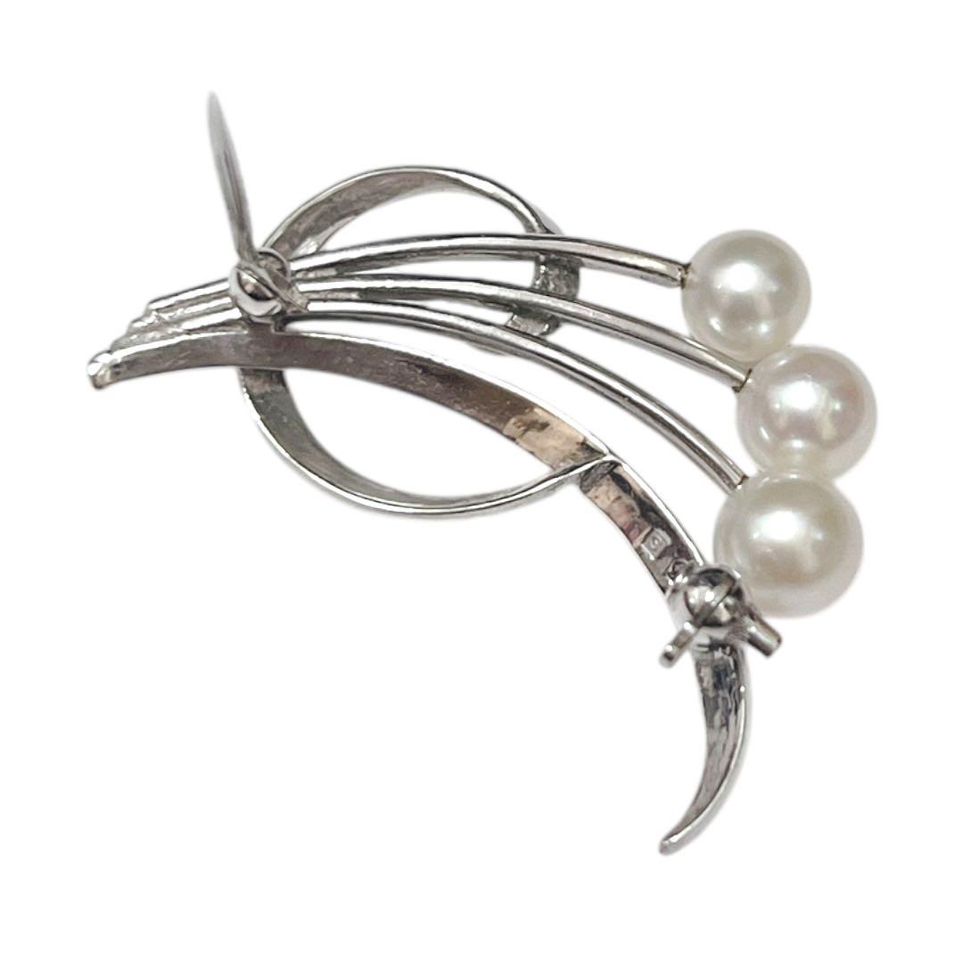 【極美品】MIKIMOTO パールブローチ あこや真珠 3珠 刻印あり