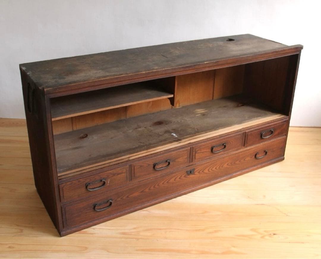 収納棚　食器棚　本棚　木製　古道具　古家具　ビンテージ　アンティーク　レトロ