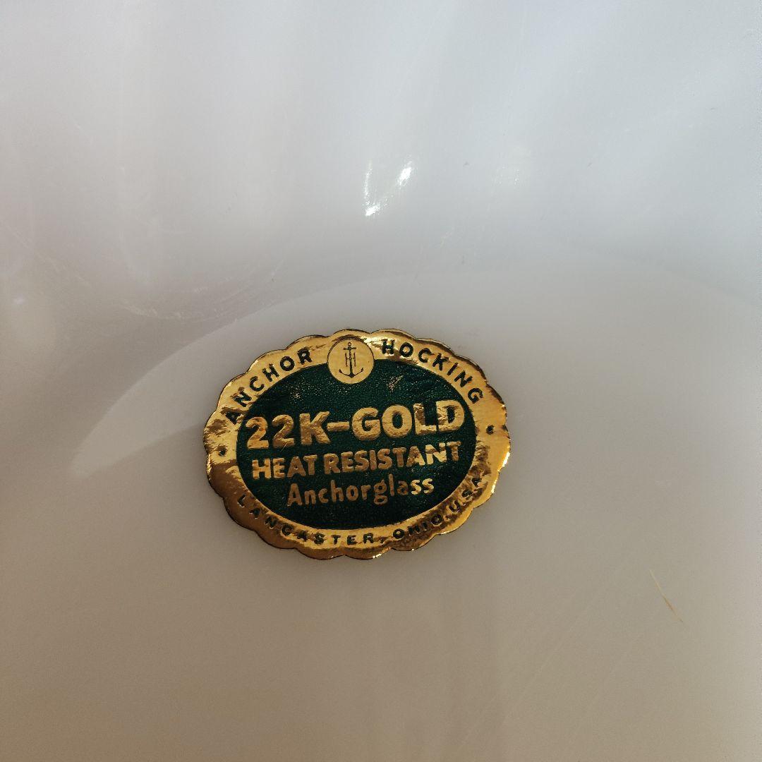 ファイヤーキング　スーププレート　スワール　ゴールドトリム 22金