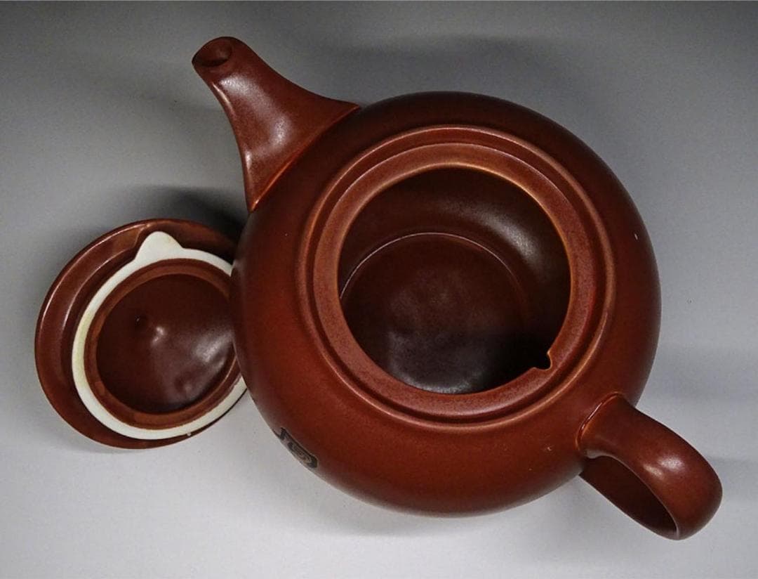 中国古玩 朱泥釉 茶器 (急須、茶碗セット) 箱付 唐物 t96555